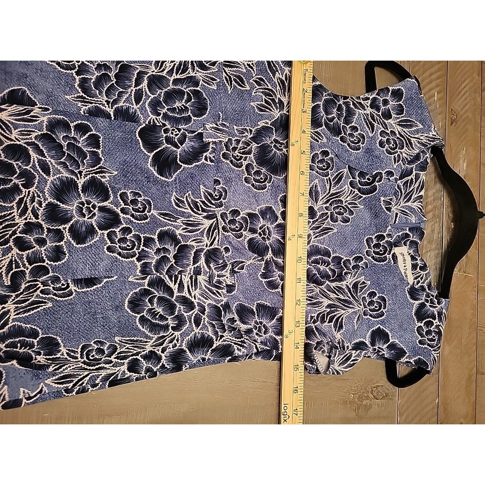 Shelby & Palmer Blue Floral Sheath Dress Sleveless Pm Petite S - Picture 5 of 5